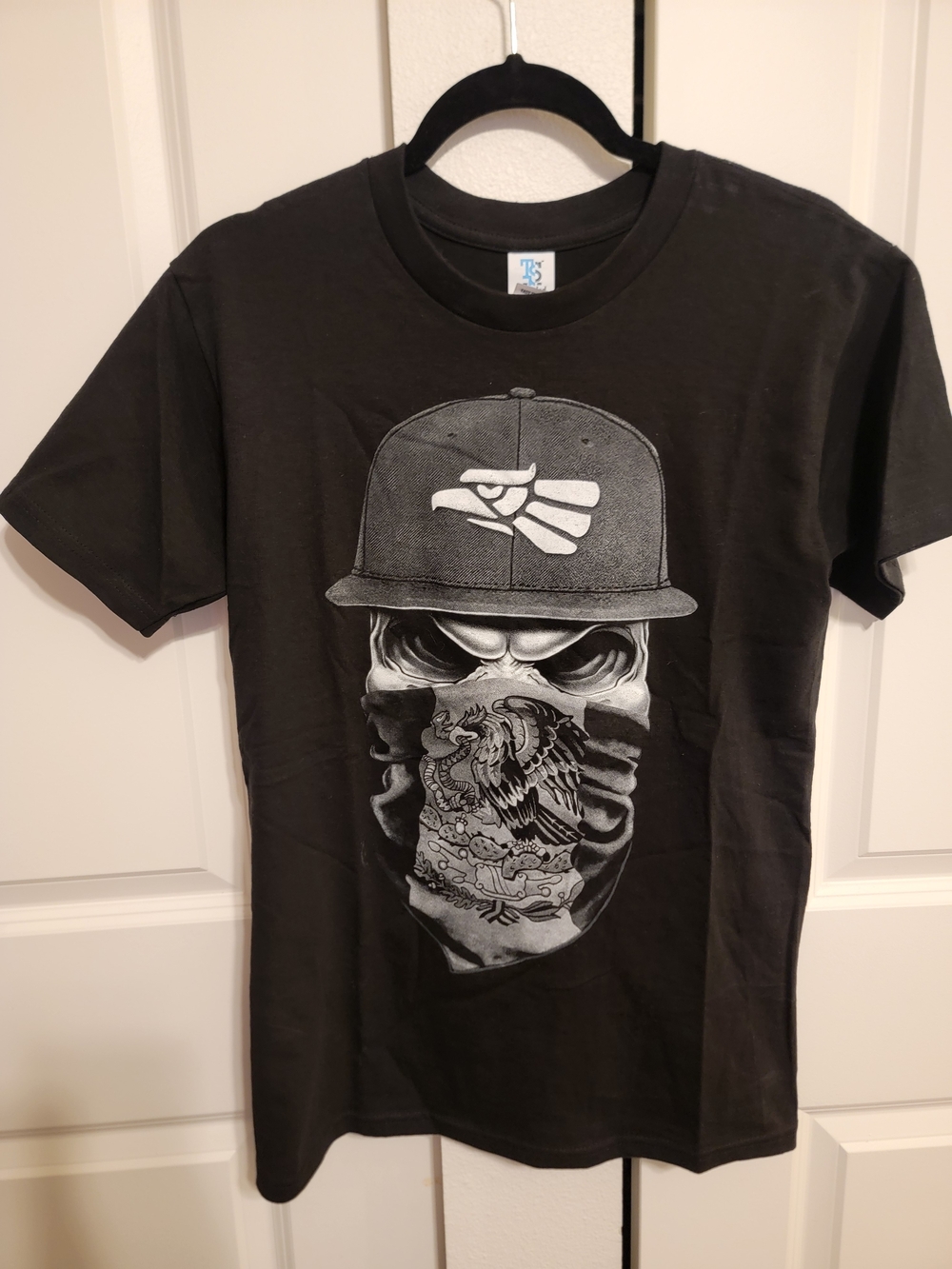 Men's Black Mexican Style Skull Bandana T-Shirt